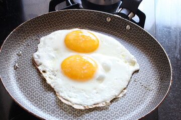 Two Fried Eggs on Fridge Pan