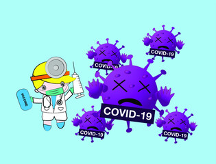 Illustration vector graphic cartoon character of corona. Good to use as health care and medical graphic asset.