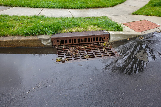 Storm sewer designed to carry excessive surface water from impervious surfaces such as paved roads into the drainage system