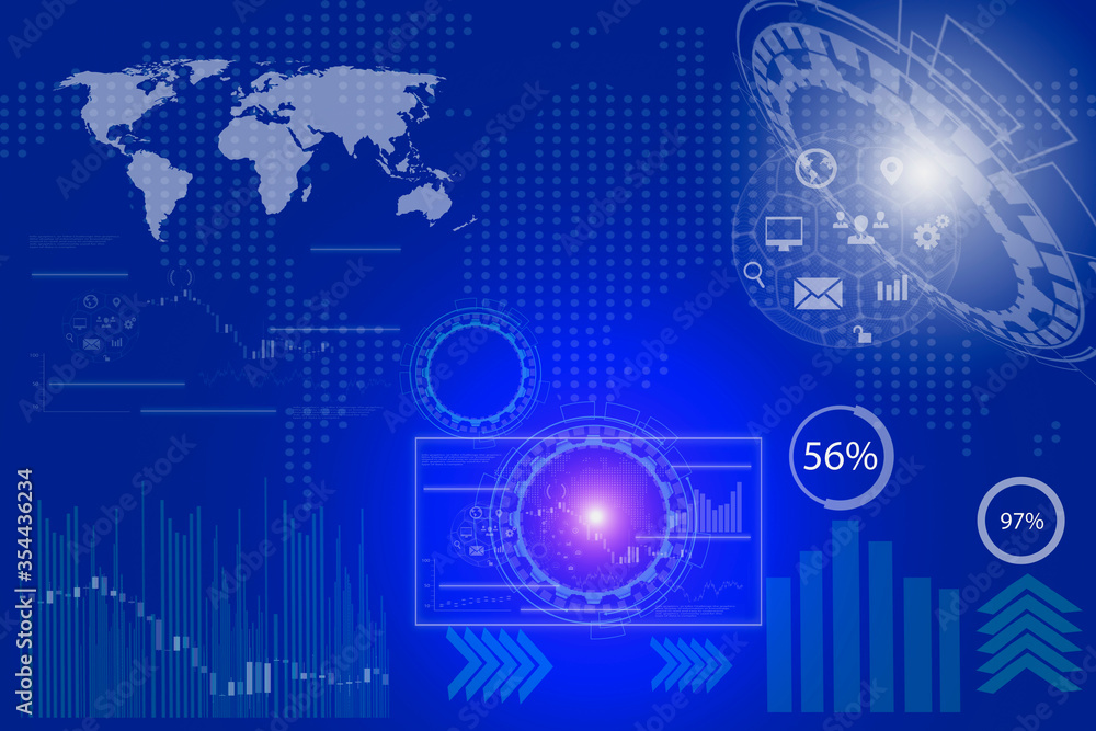 Aufkleber abstract technology background with world map