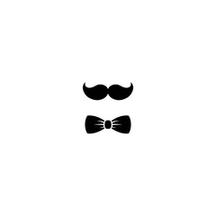 Gentleman icon isolated on white background. Man Silhouette with moustache and bow tie.