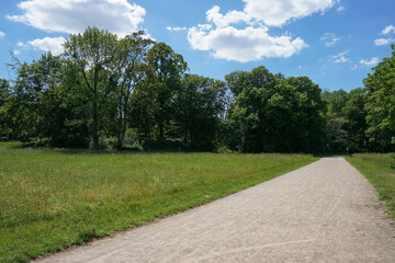 A pathway in the "Grosser Garten" in Dresden. It is a large public park in the city.