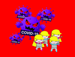 Illustration vector graphic cartoon character of corona. Good to use as health care and medical graphic asset.