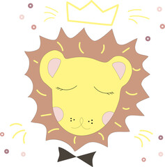 Dreaming lion - vector illustration for children's  poster and textile design