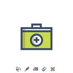 first aid kit box vector icon medical emergency box icon