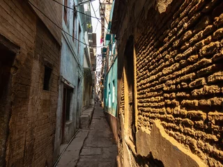 Aluminium Prints Narrow Alley A narrow alley in the old city of Varanasi