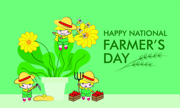happy national farmers day background, vector illustration of the farmer and his plant, good use for nature assets