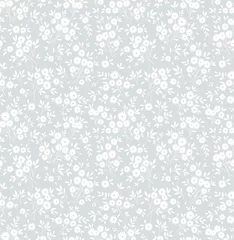Vitrage gordijnen Kleine bloemen Bloemenpatroon. Mooie bloemen op lichtgrijze achtergrond. Bedrukking met kleine witte bloemen. Ditsy print. Naadloze vectortextuur. Lente boeket.