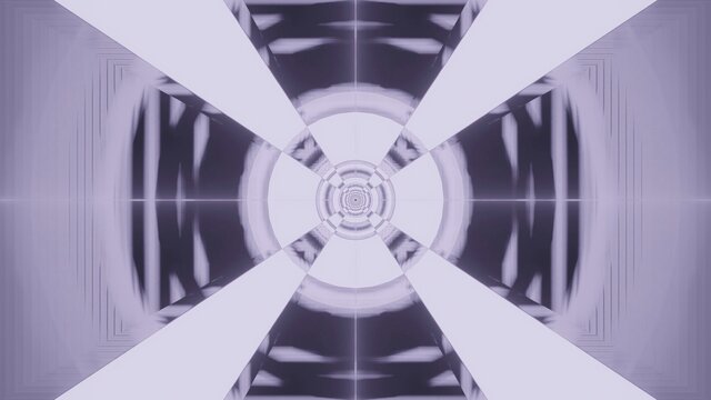 3D Rendering Of An Abstract Illusion Of Geometric White And Gray Shapes