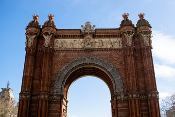 Fototapeta na wymiar Photo of the triumphal arc in Barcelona on a sunny day