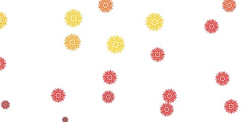 Light Red, Yellow vector doodle pattern with flowers.