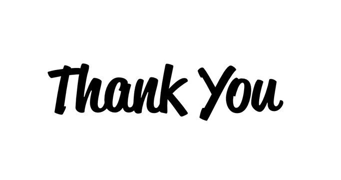 Handwritten Thank You Text on a White Background