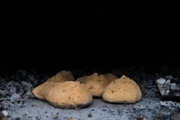 firewood bread in the oven