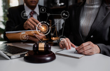 justice and law concept. Lawyer meeting  and working at office. 	