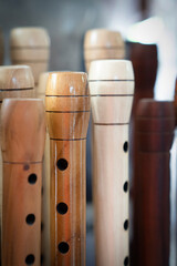 Selective focus of mey which is a Turkish musical instrument for sale in music market