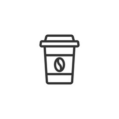 take-out coffee with cap and cup holder. disposable cardboard cup of coffee. Paper container icon.