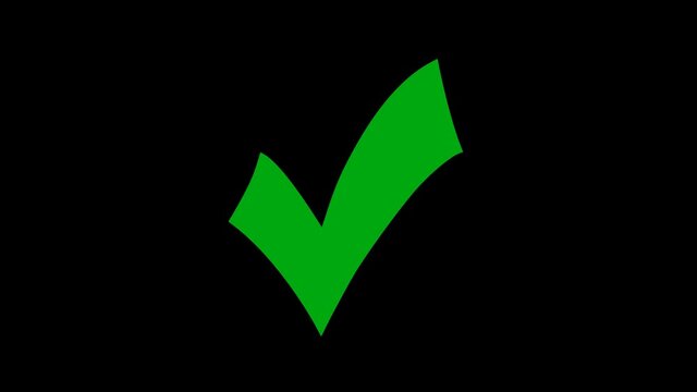 animation of checkmark icon.  4k video on green background Check,tick; yes; vote