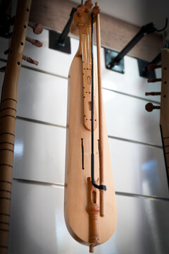 Kemence is an instrument in black sea region in Turkey. Kemence hanging in a music market.