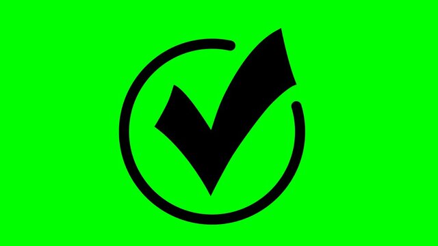 animation of checkmark icon.  4k video on green background Check,tick; yes; vote