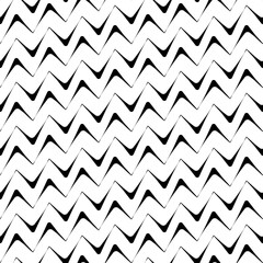 Diagonal zigzag lines seamless pattern. Angled jagged stripes ornament. Linear waves motif. Curves print. Striped background. Tilted broken line shapes wallpaper. Slanted wavy stripe figures. Vector.