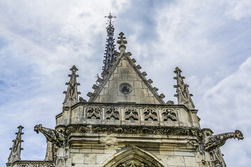 View of Amboise Saint Hubert gothic chapel. Saint Hubert Chapel houses the tomb of the Renaissance...