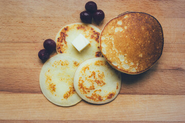 homemade healthy pancakes made from cottage cheese. pancakes instruction step by step.last step ready-made pancakes