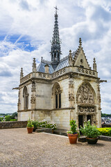 View of Amboise Saint Hubert gothic chapel. Saint Hubert Chapel houses the tomb of the Renaissance...