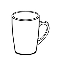 Transparent cup - vector linear picture for coloring. Outline. Hand drawing. Glass mug - a linear element for a coloring book or corporate identity.