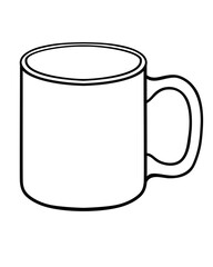 Cup for tea or coffee - vector linear picture for coloring. Outline. Hand drawing. A cup is a linear element for a coloring book or sign.