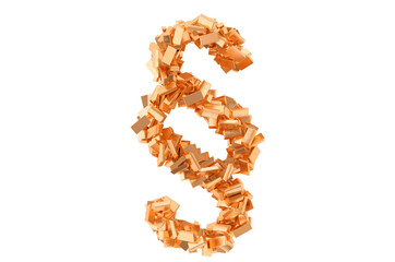 Section, paragraph symbol from golden ingots, 3D rendering