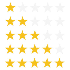 5 star rating icon. Stars with shadow on white backgraund . Great design for website or app.