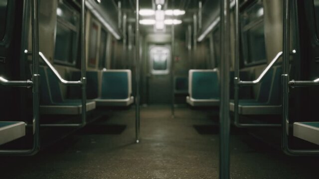 subway car in USA empty because of the coronavirus covid-19 epidemic