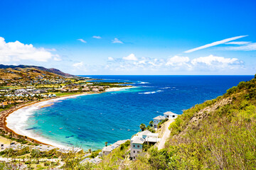 St Kitts View of Frigate Bay coastal villages from the Timothy Hill.