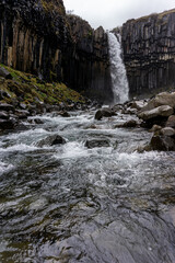 The iconic Svartifoss waterfall in Skaftafell, Vatnajokull National Park, Southeast Iceland