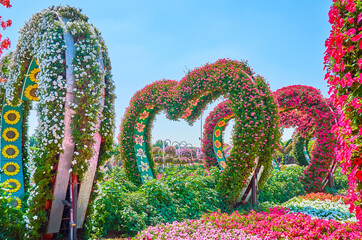 The alley of heart arches, Miracle Garden, Dubai, UAE