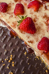 Delicious cheese cake with strawberries