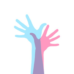 two crossed hands silhouette. help and support concept.