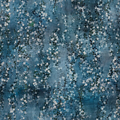 Seamless wet-on-wet blue watercolor wash grungy wet painted spot dot speckle graphic design. Seamless repeat raster jpg pattern swatch.