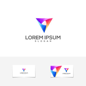 awesome triangle color business card logo
