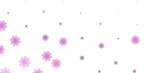 Light Purple, Pink vector doodle pattern with flowers.