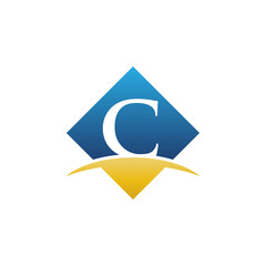 Letter C Negative Space With Swoosh In Diamond Shape