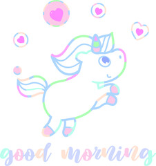 Obraz na płótnie Canvas merry unicorn rides for a walk