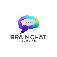 Obraz premium brain message chat color logo