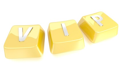 VIP written in white on golden computer keys