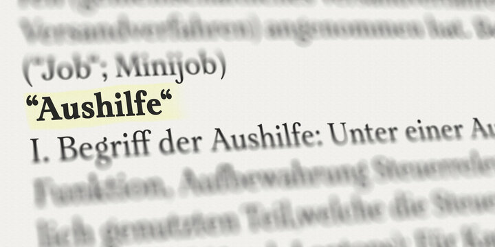 Aushilfe Definition im Buch markiert
