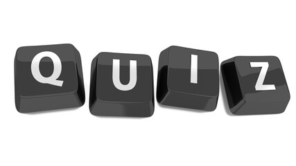 QUIZ written in white on black computer keys. 3d illustration. Isolated background.