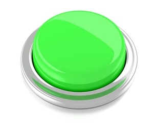 Blank green push button. 3d illustration. Isolated background.