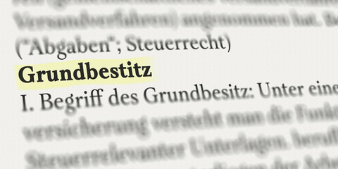 Grundbesitz im Buch mit Textmarker
