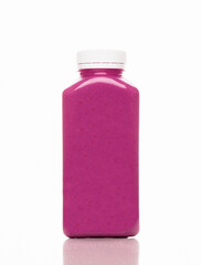 Cold-pressed violet blueberry and cranberry juice for detoxification on a white background. Juice made of organic fruits and vegetables. Clean nutrition, weight loss, healthy eating concept.