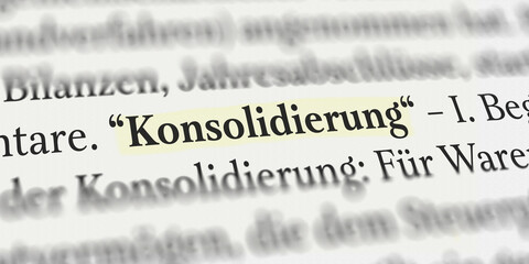 Konsolidierung im Buch markiert